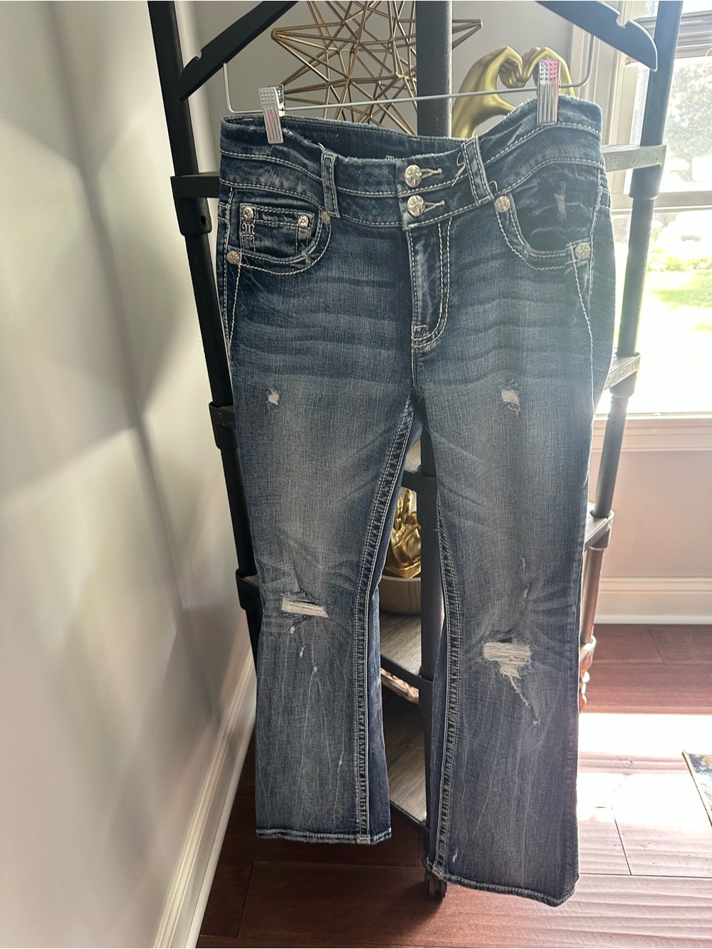 Miss Me Distressed Dark Blue Boot Cut Jeans